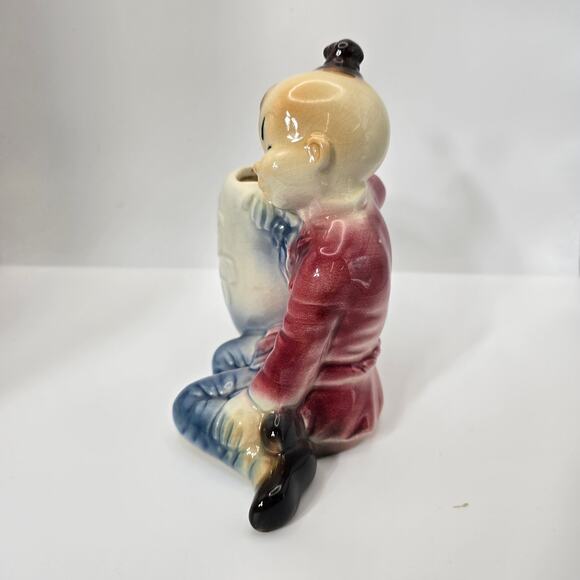 Vintage Royal Copley Sitting Boy Planter Pot Mid-Century Ceramic - Picture 2 of 7